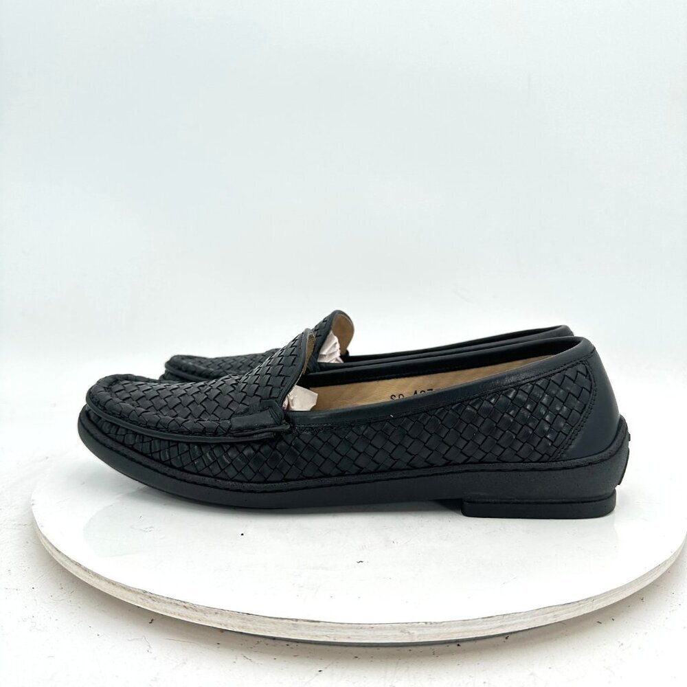 Salvatore Ferragamo Women Size 8 4A Black Woven Leather Loafer Slip On Flat Shoe - Picture 2 of 11
